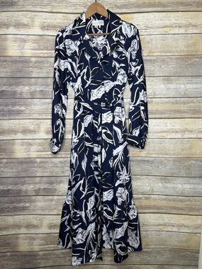 Anthropologie 10 Sachin & Bobi blue floral Elizabeth dress sash button front